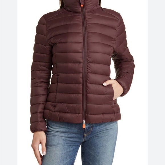 Save the Duck Camilla Puffer Jacket Womens Size 0/XS Plumtech Sherpa